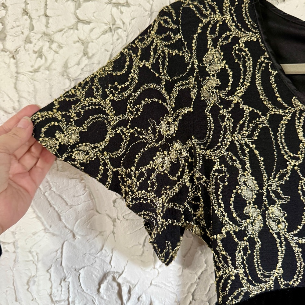 Vintage Molly Malloy Black and Gold Maxi Dress - Picture 4 of 11